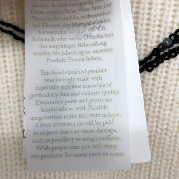 Princess Goes Hollywood NWT Cream Longsleeve Sweater w Blk Sequin "Soul Mate" M - Picture 8 of 13